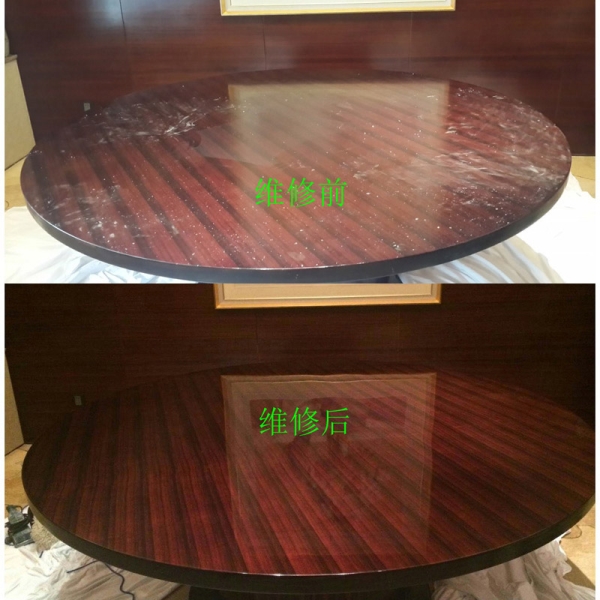 实木圆桌面维修案例